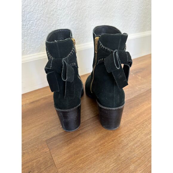 UGG Fraise WHIPSTITCH Black SUEDE Bow ZIP Booties BOOTS Womens US 9 - Picture 4 of 9